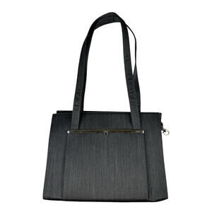 Salvatore Ferragamo Vintage Large Gancini Canvas Tote Shoulder Bag Grey